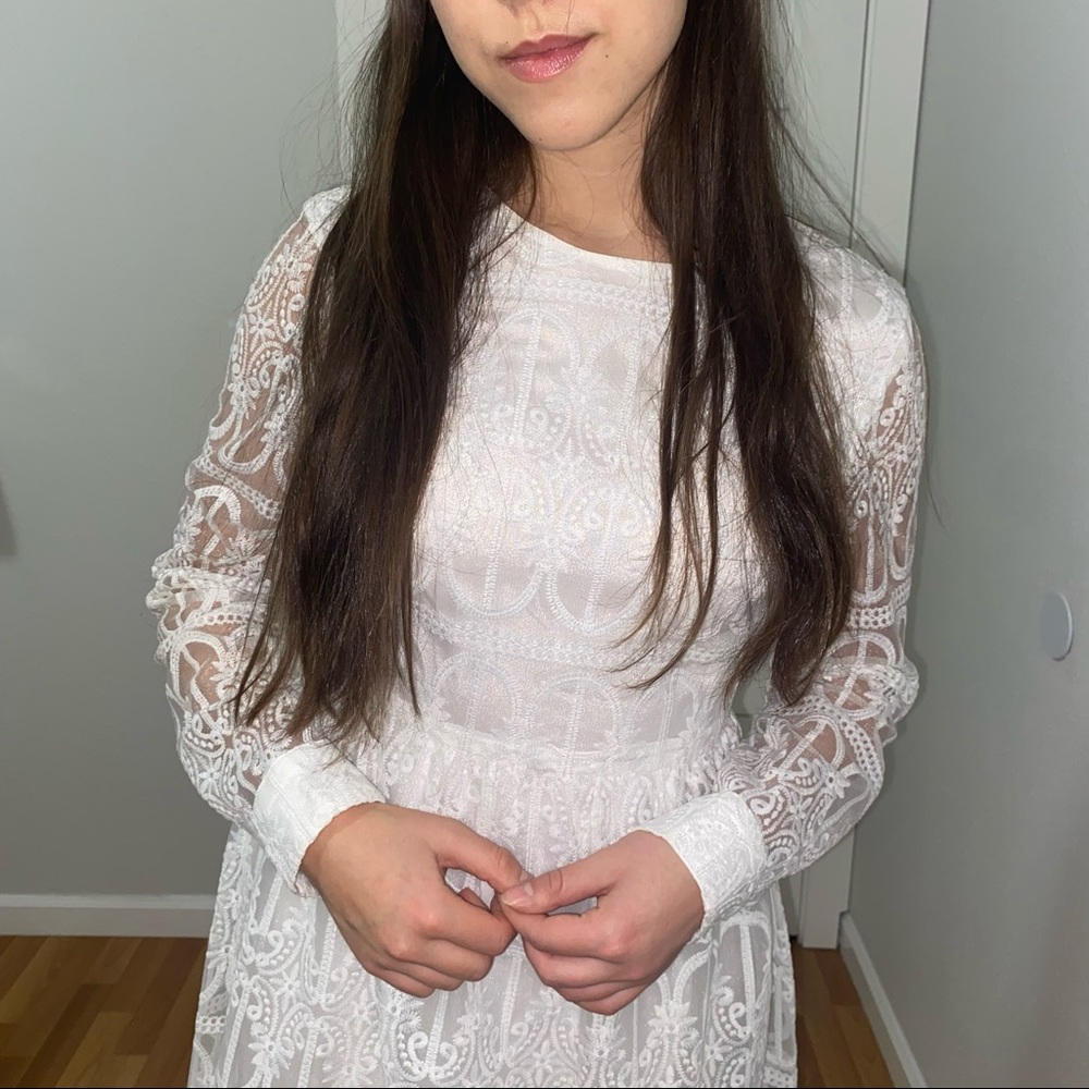 White Lace Midi Dress
